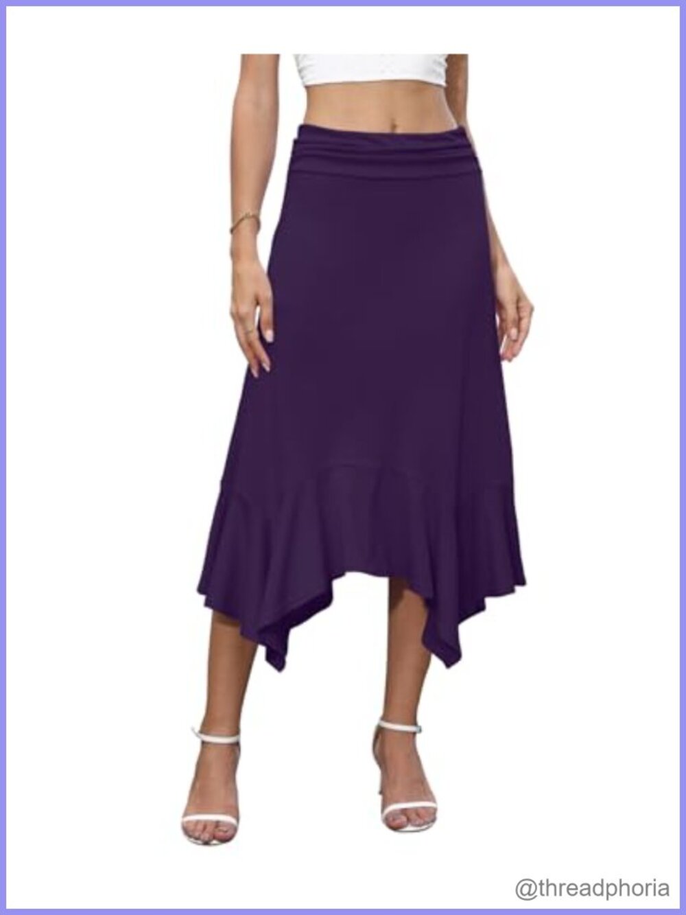 Womens Handkerchief Skirt High Waisted Midi A-Line Flowy Asymmetrical